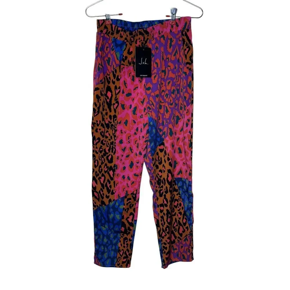 Joh Women's Pants Wess Animal‎ Print Charmeuse Relaxed Fit Colorful Sz. XS NWT